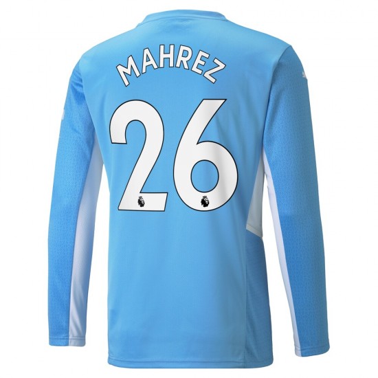Camisola Manchester City Riyad Mahrez 26 Equipamento Primeiro 2021-2022 Manga Comprida